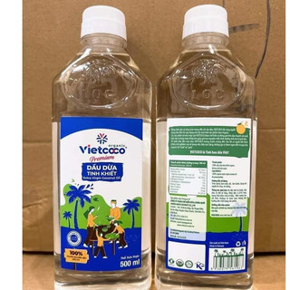 (Combo 2 chai 500ml) Dầu dừa tin khiết ép lạnh Vietcoco uống, súc miệng, nấu ăn, duong tóc,da,mi ,môi