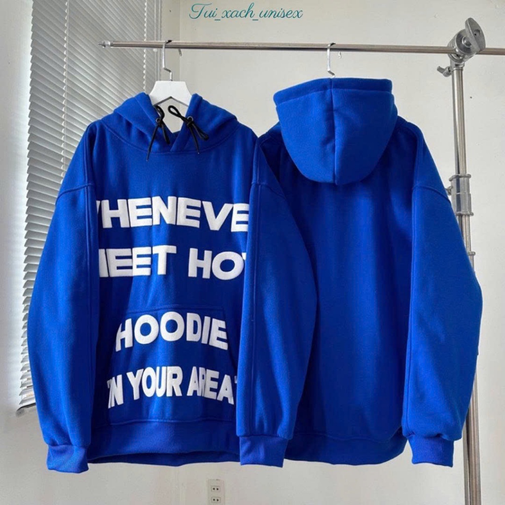 Áo Hoodie Đi Nắng WHENEVER In Chữ Nổi 3D Dáng Rộng Nam Nữ Mùa Thu Đông Mặc Cặp Đôi SSL