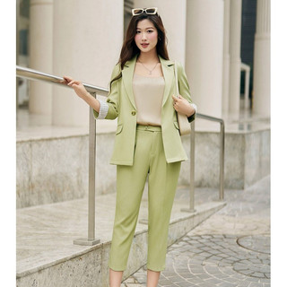 Áo vest nữ LAMER dáng blazer tay lửng phối Quần ống côn lửng 2 túi chéo O65D24Q001, O64K24Q003