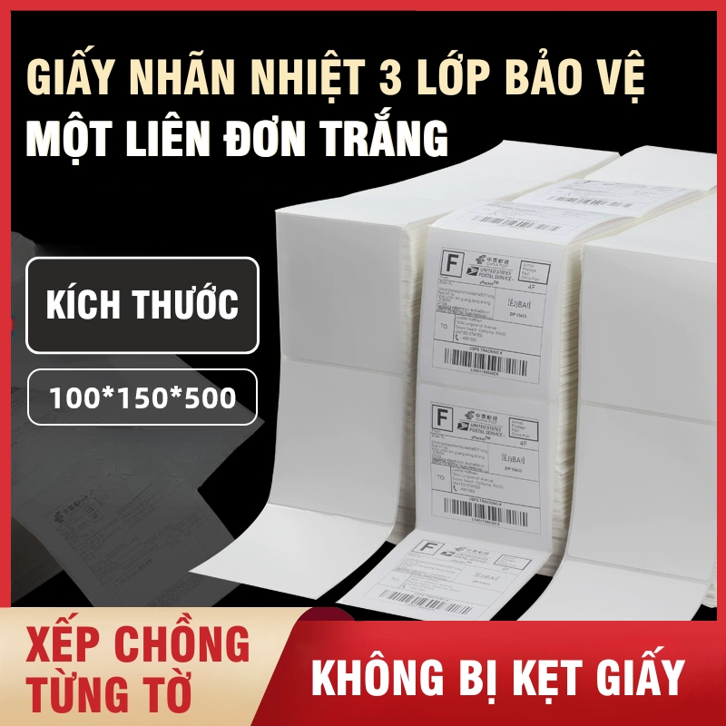 Giấy In Nhiệt Tự Dính A6 100x150mm – 500 Tờ Dạng Tập, In Bill Tem Vận Đơn Cho Máy In Nhiệt Tốc Độ Cao