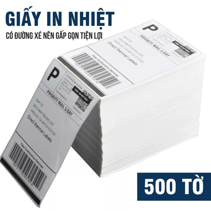 Giấy In Nhiệt Tự Dính A6 100x150mm – 500 Tờ Dạng Tập, In Bill Tem Vận Đơn Cho Máy In Nhiệt Tốc Độ Cao