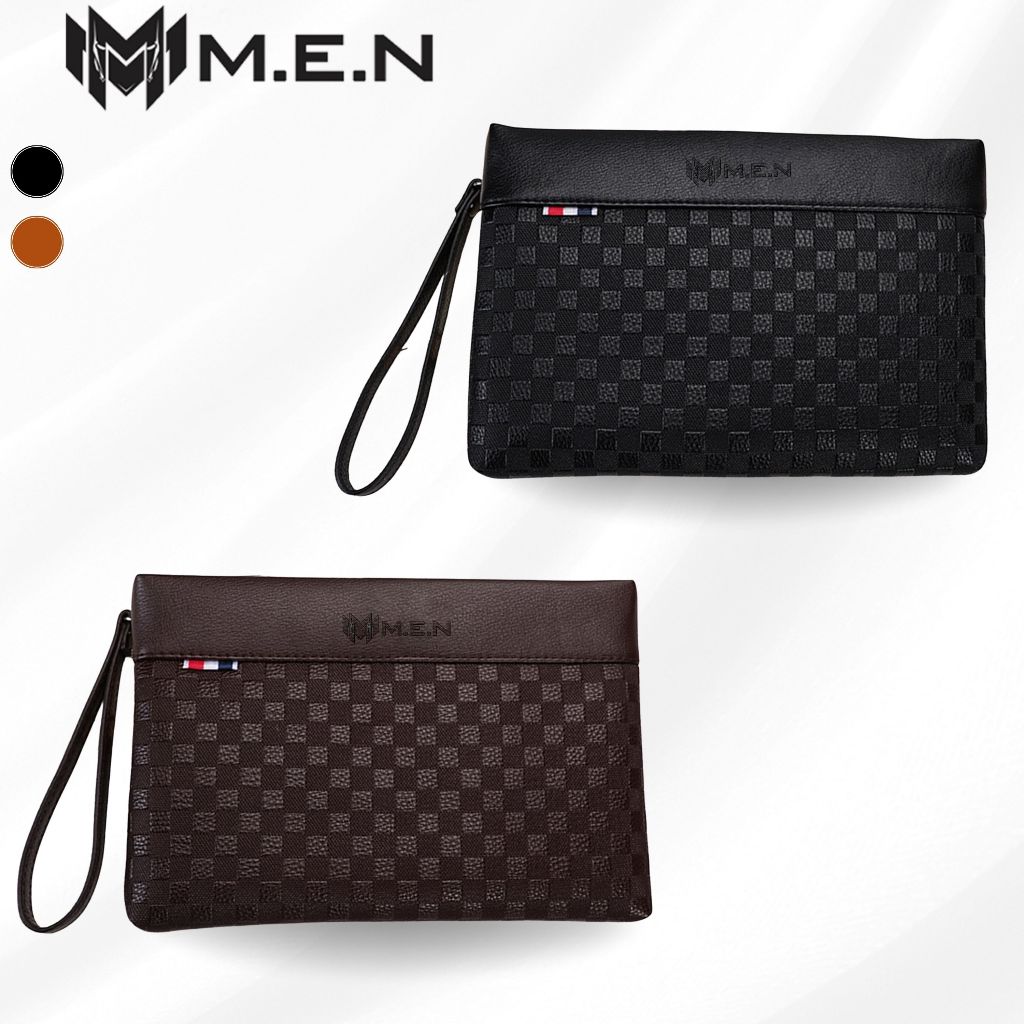 Ví cầm tay nam da cao cấp dạng hộp bảng lớn caro Mờ Màu Trơn KR11 {HÌNH THẬT}