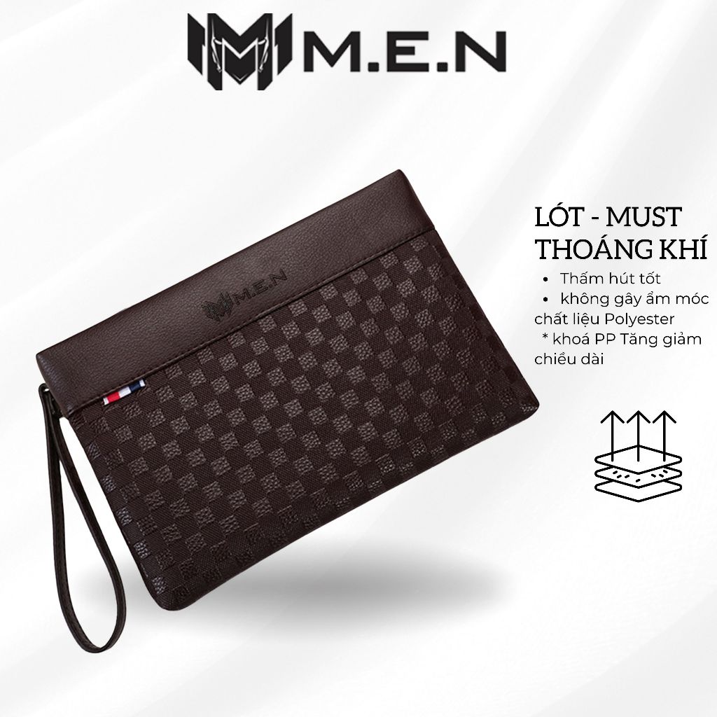 Ví cầm tay nam da cao cấp dạng hộp bảng lớn caro Mờ Màu Trơn KR11 {HÌNH THẬT}