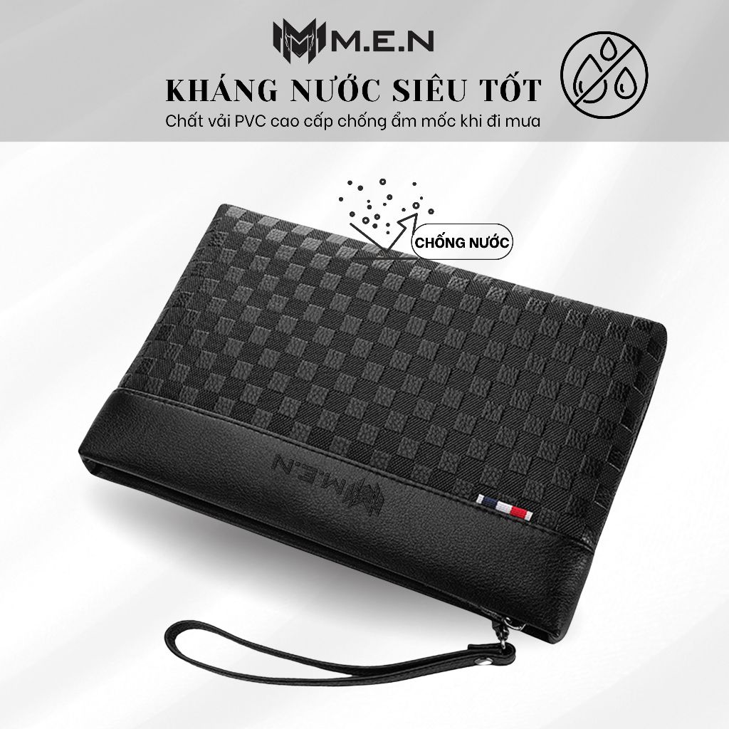 Ví cầm tay nam da cao cấp dạng hộp bảng lớn caro Mờ Màu Trơn M.E.N KR33 {DỰ TIỆC}