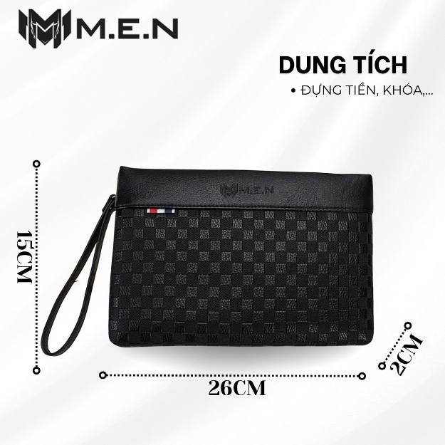 Ví cầm tay nam da cao cấp dạng hộp bảng lớn caro Mờ Màu Trơn KR11 {HÌNH THẬT}
