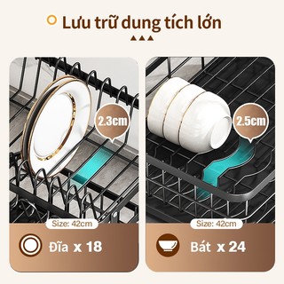 GSlife Kệ Úp Chén Bát 2 Tầng Đa Năng - Treo Cốc, Đựng Đũa & Dao Thớt, Khay Hứng Nước Tháo Rời