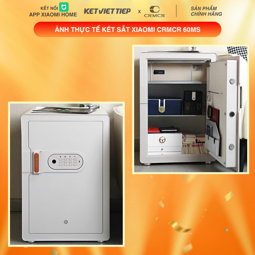 Két sắt Xiaomi CRMCR 60MS Nặng 44KG chống cháy khóa vân tay điện tử kết nối điện thoại thông minh