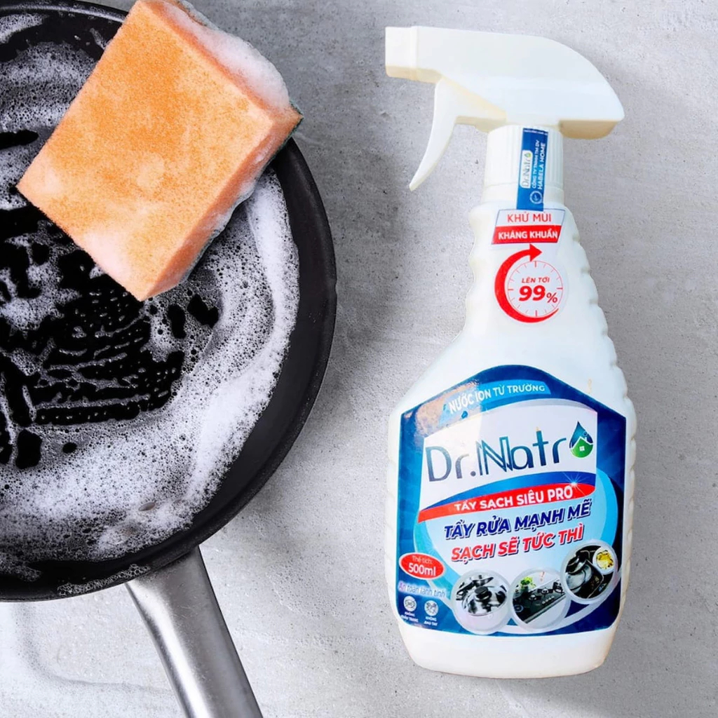 Chai tẩy rửa nhà bếp đa năng Dr Natro 500ml siêu sạch mọi vết bẩn công nghệ ION TỪ TRƯỜNG làm sạch