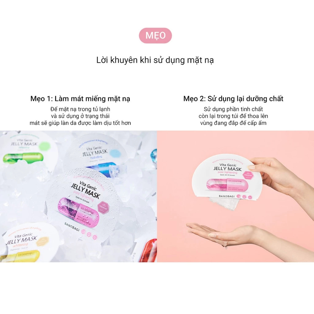 COMBO 10 Miếng Mặt Nạ BANOBAGI Vita Genic Jelly Mask Vitamin Dưỡng Trắng, Cấp Ẩm, Chống Lão Hóa Da