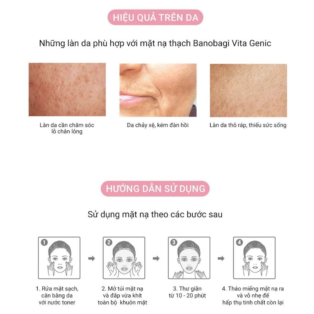 COMBO 10 Miếng Mặt Nạ BANOBAGI Vita Genic Jelly Mask Vitamin Dưỡng Trắng, Cấp Ẩm, Chống Lão Hóa Da