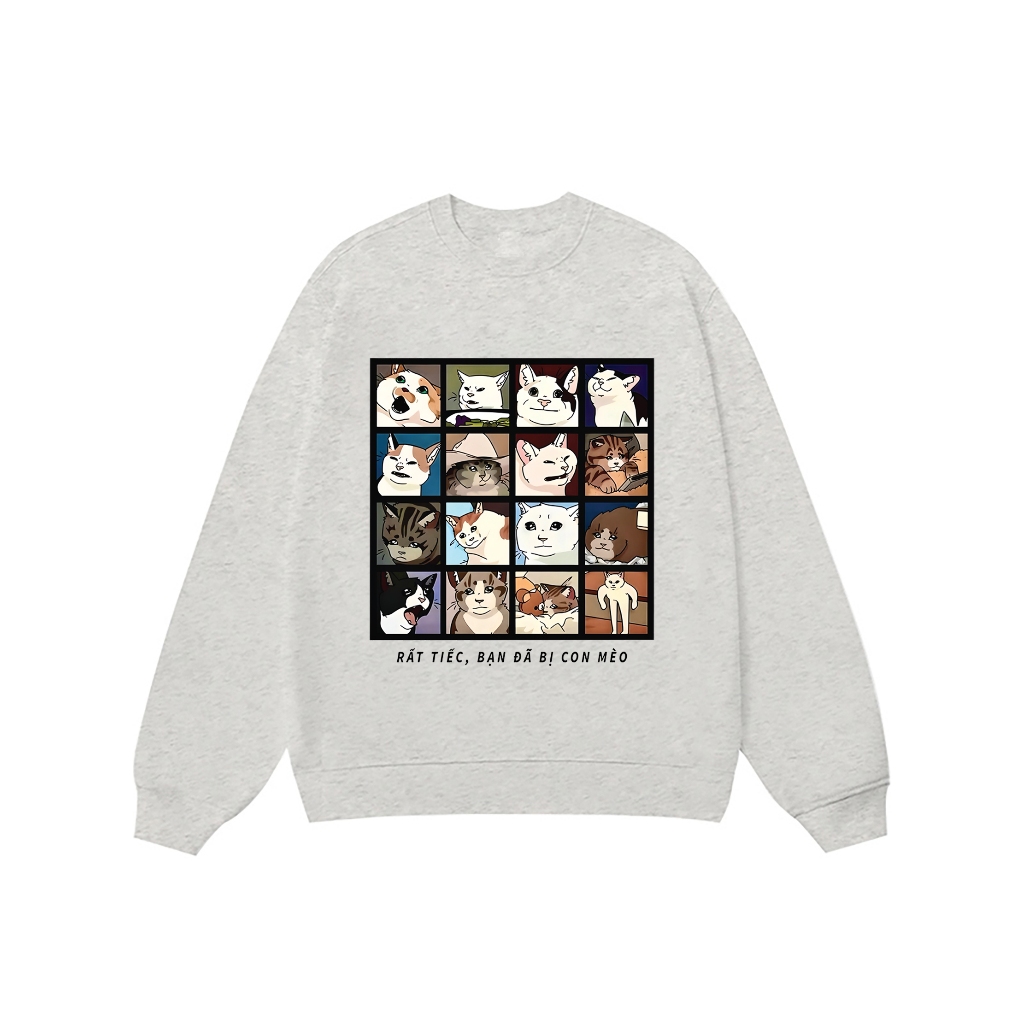 LUON VUITUOI Áo Vớ Vẩn Vui Tươi REDLABEL Áo Sweater BẠN BỊ CON MÈO Áo Sweatshirt Nỉ Oversize Nam Nữ SWT37