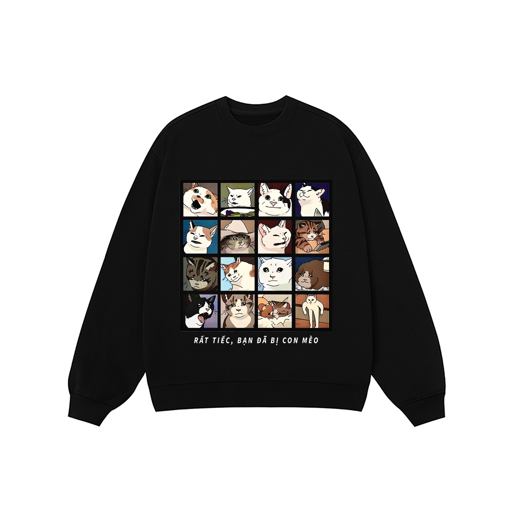 LUON VUITUOI Áo Vớ Vẩn Vui Tươi REDLABEL Áo Sweater BẠN BỊ CON MÈO Áo Sweatshirt Nỉ Oversize Nam Nữ SWT37