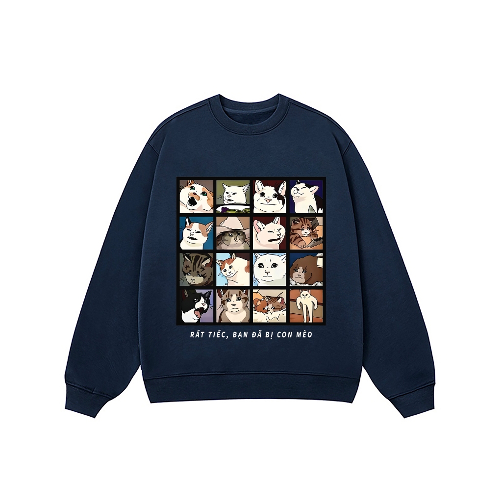 LUON VUITUOI Áo Vớ Vẩn Vui Tươi REDLABEL Áo Sweater BẠN BỊ CON MÈO Áo Sweatshirt Nỉ Oversize Nam Nữ SWT37
