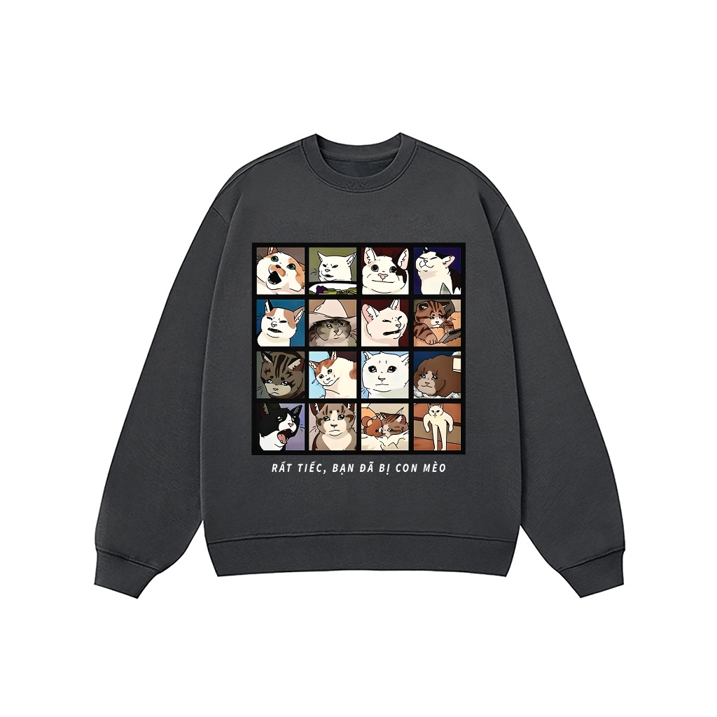 LUON VUITUOI Áo Vớ Vẩn Vui Tươi REDLABEL Áo Sweater BẠN BỊ CON MÈO Áo Sweatshirt Nỉ Oversize Nam Nữ SWT37