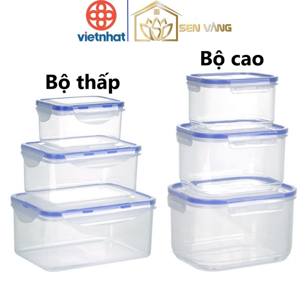 Hộp thực phẩm chữ nhật nhựa VIỆT NHẬT - Có nắp, trong suốt - Đựng đồ ăn để tủ lạnh - 6530/2