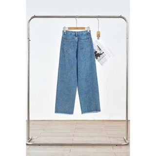 Quần Jean Nữ Công Sở LAMER FASHION Ống Rộng Tua Gấu Quần Bò Nữ Cạp Cao V64J25Q019