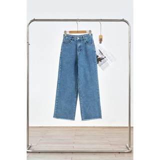 Quần Jean Nữ Công Sở LAMER FASHION Ống Rộng Tua Gấu Quần Bò Nữ Cạp Cao V64J25Q019