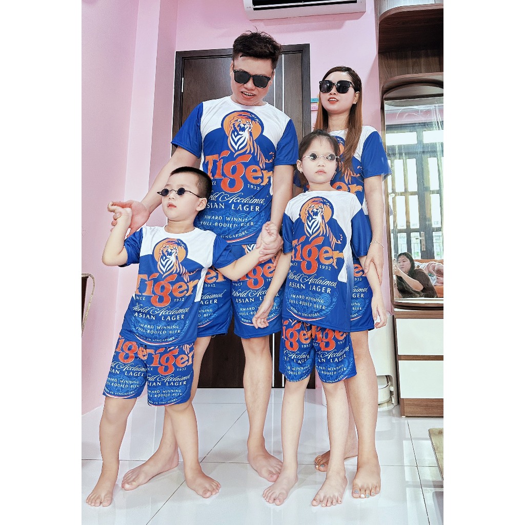 Đồ Bộ bóng chày nam nữ unisex chất set hè thể thao BIA TIGER XANH mặc nhà đi chơi siêu mát Kl1