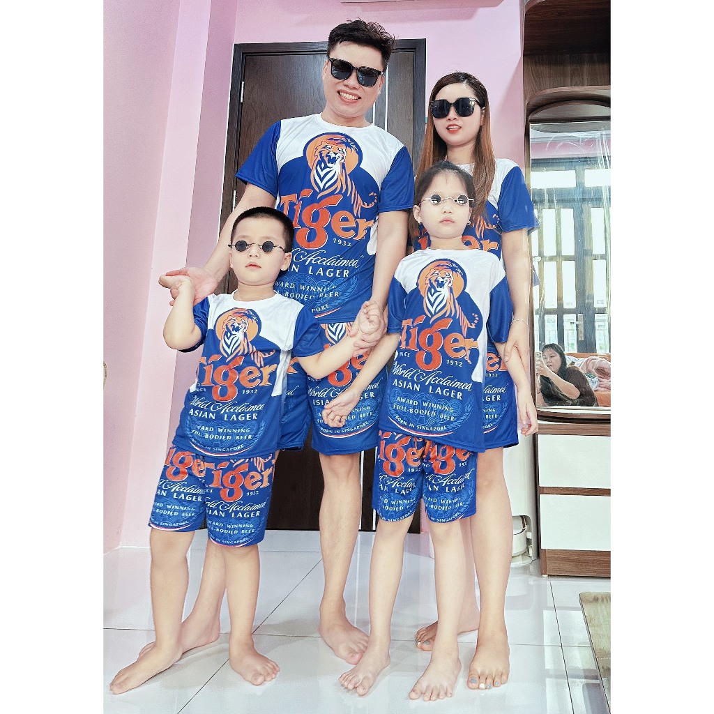 Đồ Bộ bóng chày nam nữ unisex chất set hè thể thao BIA TIGER XANH mặc nhà đi chơi siêu mát Kl1