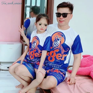 Đồ Bộ bóng chày nam nữ unisex chất set hè thể thao BIA TIGER XANH mặc nhà đi chơi siêu mát Kl1