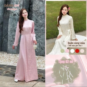Áo dài Trúc Nguyệt, Áo dài tết truyền thống chiết eo, tay loe thanh lịch, sang trọng thích hợp đi lễ, dạm ngõ cô dâu