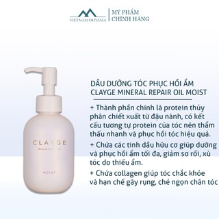 Dầu dưỡng tóc khoáng chất phục hồi ẩm CLAYGE Mineral Repair Oil