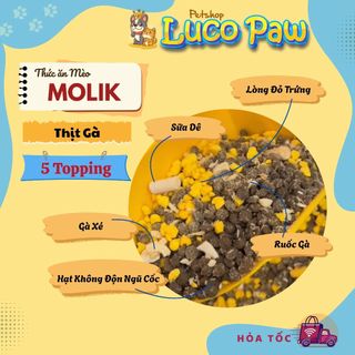 Hạt Cho Chó MOLIK  1.5kg với 5 loại topping , hạt không độn ngũ cốc, sữa dê ,thịt gà ,lòng đỏ,gà tây