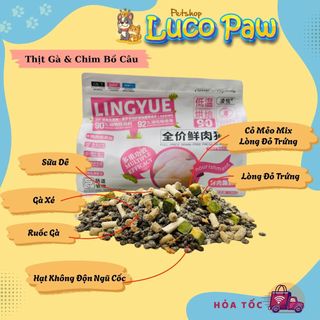 Hạt cho mèo LingYue [ 1kg chiết ]- Hạt mix topping sữa dê. Hỗ trợ tiêu hóa, tiết niệu, dưỡng lông