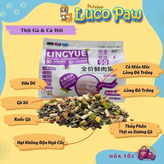 Hạt cho mèo LingYue [ 1kg chiết ]- Hạt mix topping sữa dê. Hỗ trợ tiêu hóa, tiết niệu, dưỡng lông