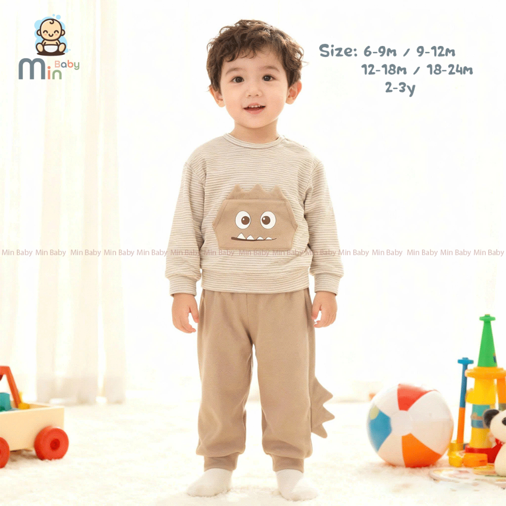 Bộ Thu Đông Nỉ Dài Tay Bé Trai  Dày Dặn,Mềm,Ấm Áp - Hàng Chính Hãng MIN0467