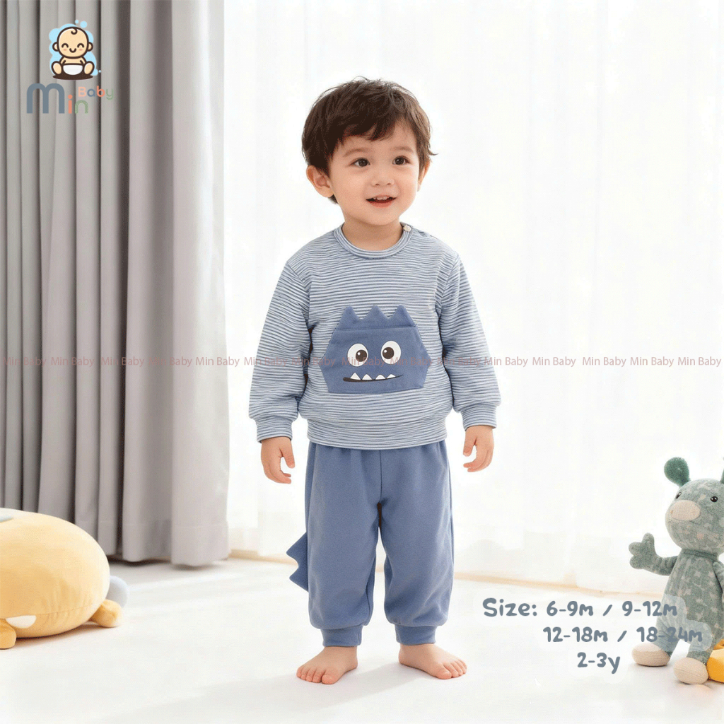 Bộ Thu Đông Nỉ Dài Tay Bé Trai  Dày Dặn,Mềm,Ấm Áp - Hàng Chính Hãng MIN0467