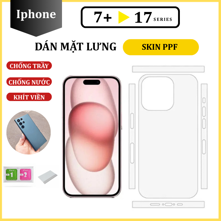 Miếng dán lưng mặt sau, skin ppf iphone 15 14 13 12 11 Pro Promax X XS XSMax XR 7Plus 8Plus