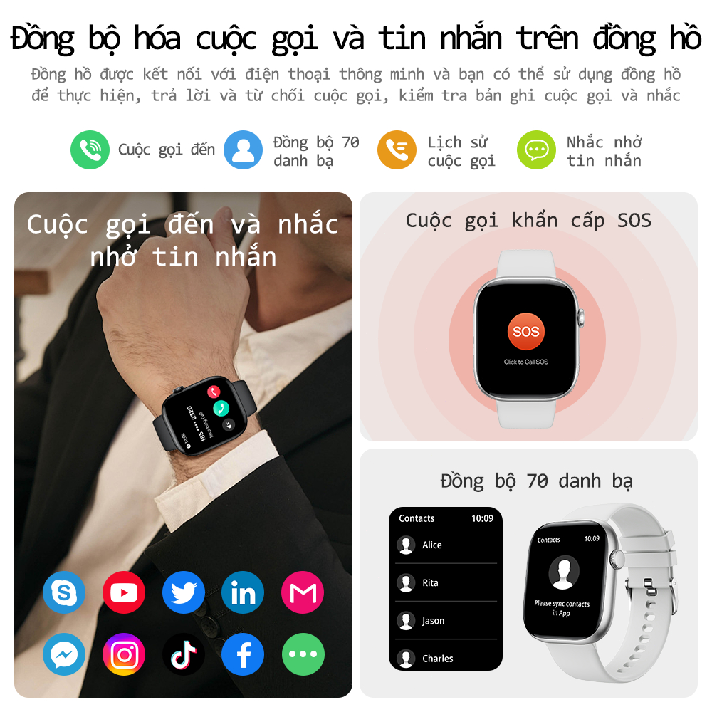 Huafit S10 Đồng hồ thông rẻ minh 9.1mm Siêu mỏng Đo tốc độ chạy Gọi điện qua Bluetooth Chống nước IP68 Theo dõi sức khỏe