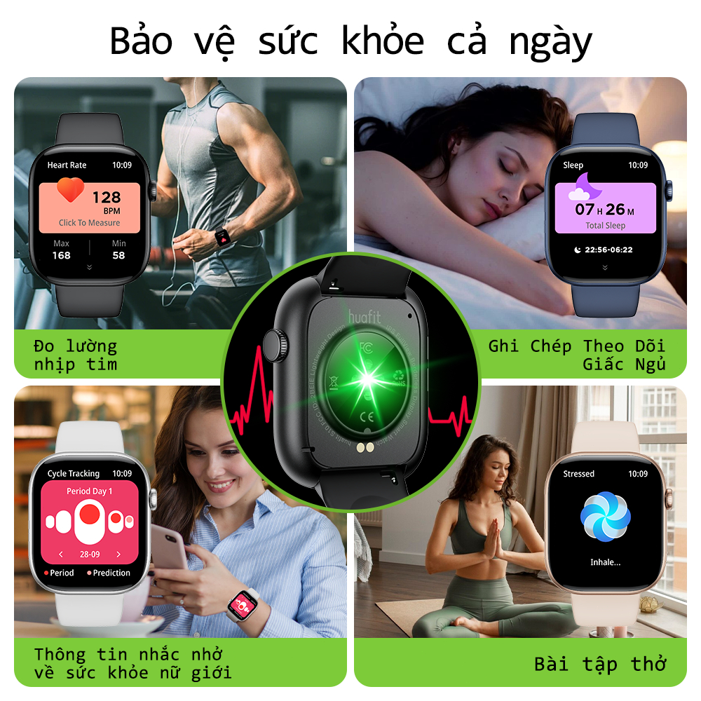 Huafit S10 Đồng hồ thông rẻ minh 9.1mm Siêu mỏng Đo tốc độ chạy Gọi điện qua Bluetooth Chống nước IP68 Theo dõi sức khỏe