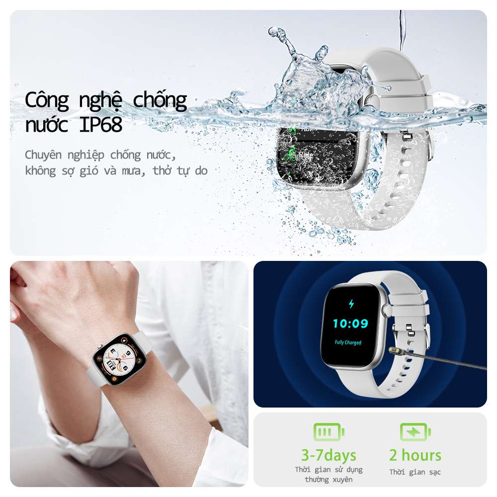 Huafit S10 Đồng hồ thông rẻ minh 9.1mm Siêu mỏng Đo tốc độ chạy Gọi điện qua Bluetooth Chống nước IP68 Theo dõi sức khỏe