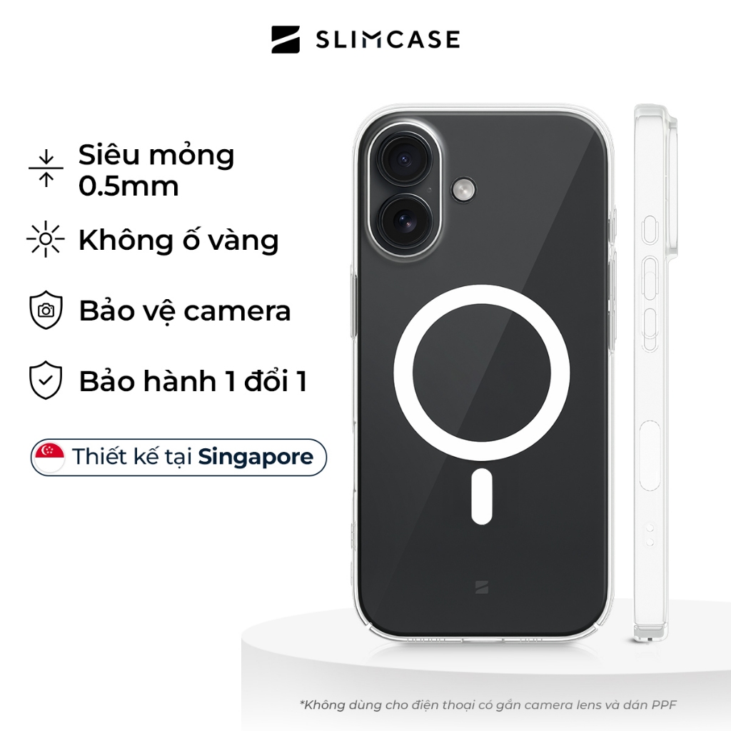 Ốp lưng iPhone 17 Pro Max / 17 Pro / 17 SLIMCASE - Không ố vàng, siêu mỏng, hỗ trợ sạc không dây