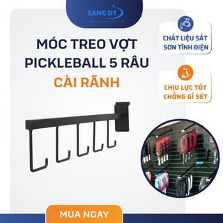 [CÀI KỆ RÃNH] Móc treo 5 râu treo vợt pickleball cài kệ rãnh âm bằng sắt sơn tĩnh điện chống gỉ sét