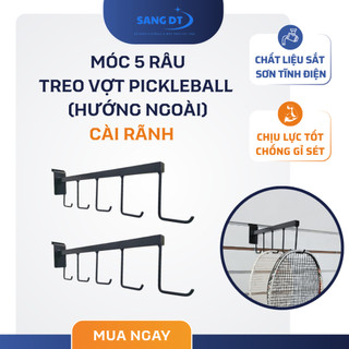 [CÀI KỆ RÃNH] Móc treo 5 râu treo vợt pickleball cài kệ rãnh âm bằng sắt sơn tĩnh điện chống gỉ sét