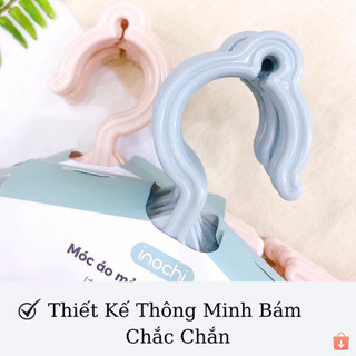 Set 10 móc áo trẻ em Inochi Hara 185 – móc mỏng nhỏ gọn, có rãnh chống trượt tiện lợi