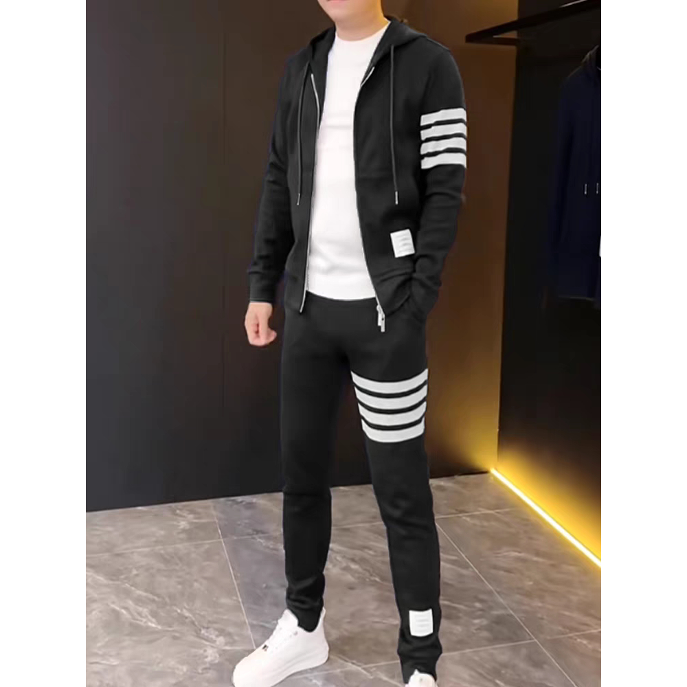 Đồ bộ nỉ nam thu đông dài tay Họa Tiết Bốn Sọc chất nỉ thể thao cao cấp có bigsize - unisex K1