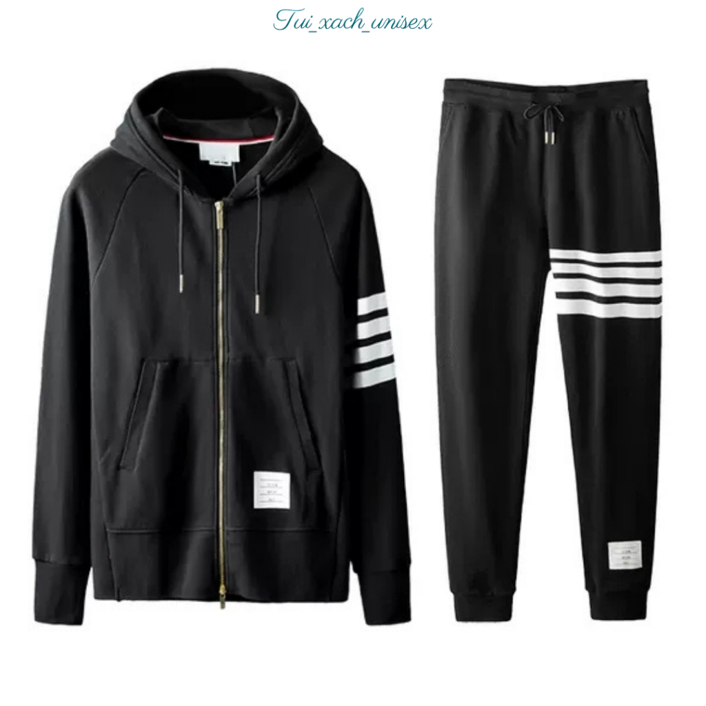 Đồ bộ nỉ nam thu đông dài tay Họa Tiết Bốn Sọc chất nỉ thể thao cao cấp có bigsize - unisex K1