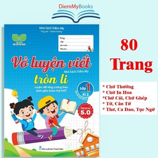 Sách- Bộ 2 Quyển Vở Luyện Viết Chữ Nhỏ Tròn Li Hạ Cỡ Chữ Tập Tô Chữ Thường, In Hoa, Từ Câu Từ Dành Cho Học Sinh Lớp 1