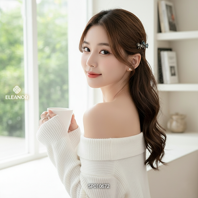 Kẹp tóc nữ Eleanor Accessories thiết kế hình hồ điệp đính đá kẹp tóc mái phụ kiện tóc 10672