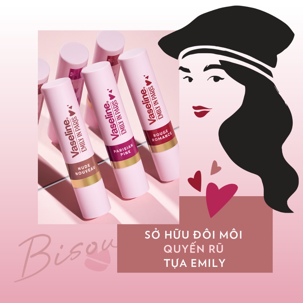 [Live Hannah] [Mua 2 giảm 50%] Combo 2 Son dưỡng môi Vaseline Emily In Paris 3g x 2 (Tuỳ chọn)