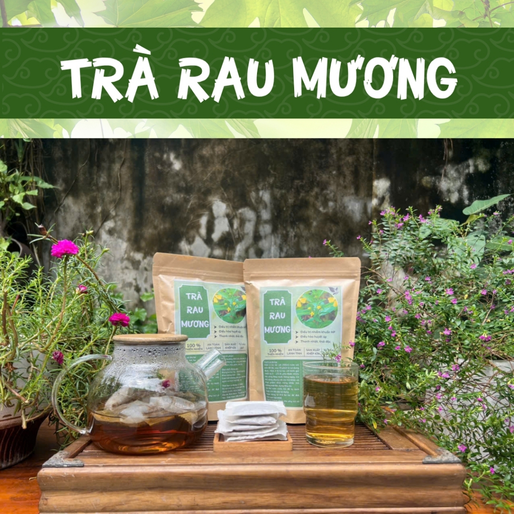 HÒA BÌNH ORGANIC- Trà Rau Mương, Chè Dây Hỗ trợ đ.trị viêm loét, trào ngược, khuẩn HP - Bịch 50 lọc