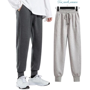 Quần jogger thể thao nỉ nam nữ Quan dài trơn bo Thu đông dày dặn Ống Bó Có Túi Lớn SSL