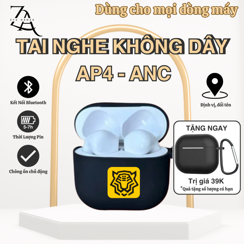 Tai Nghe Bluetooth AP4 Bản chống ồn chủ độngTrong Trẻo - Chất âm tuyệt vời - BH 1 Năm - Lỗi Đổi Mới