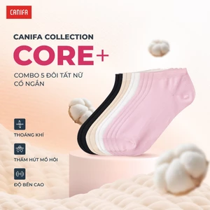 Combo 5 tất nữ CANIFA cổ ngắn tới mắt cá chân chất liệu cotton pha mềm mịn PS25 6AX25A001