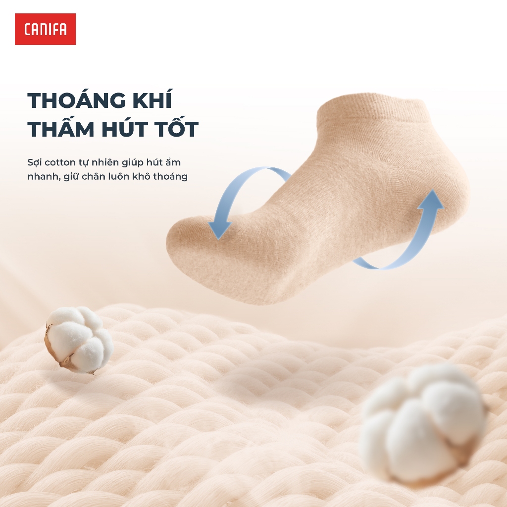 Combo 5 tất nữ CANIFA cổ ngắn tới mắt cá chân chất liệu cotton pha mềm mịn PS25 6AX25A001