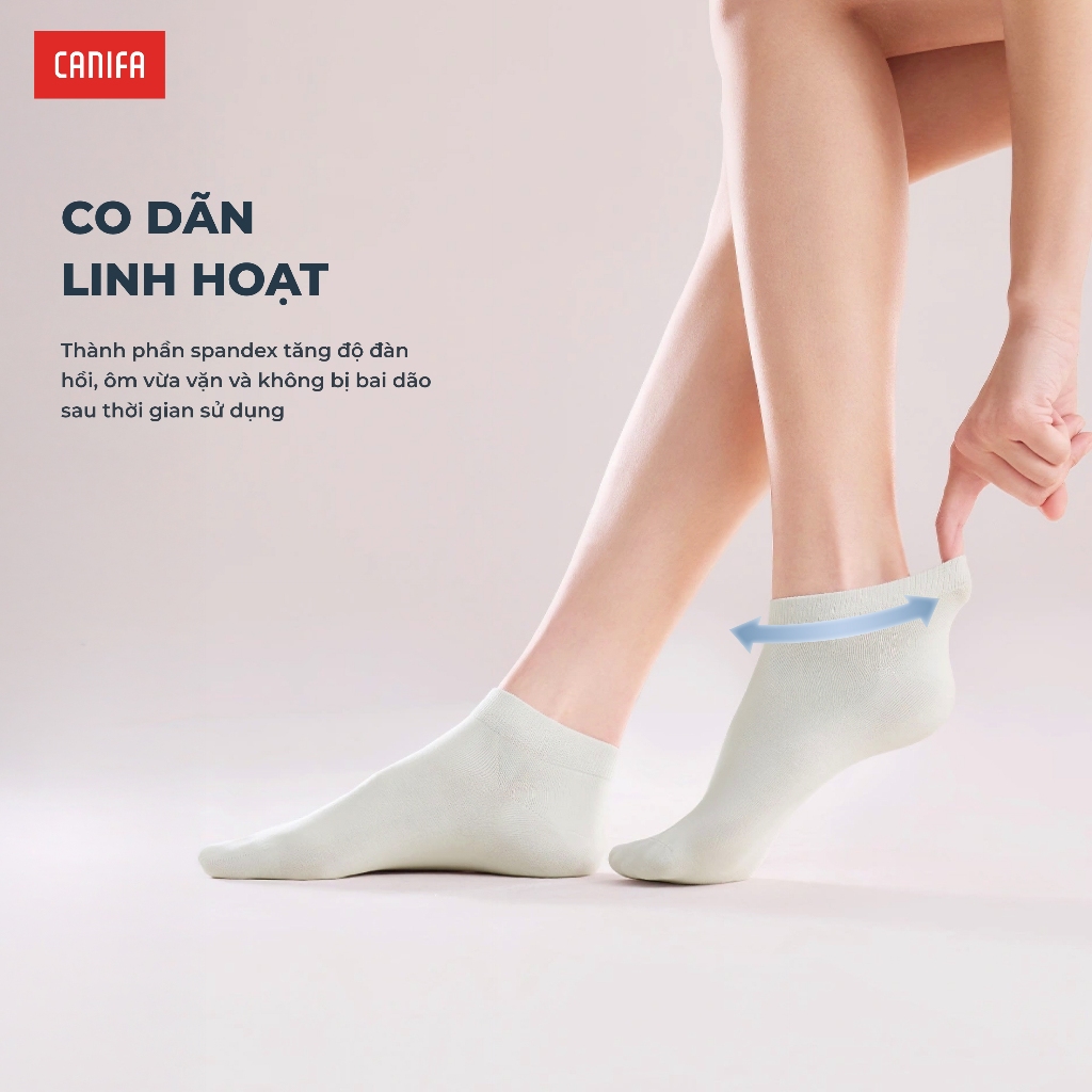 Combo 5 tất nữ CANIFA cổ ngắn tới mắt cá chân chất liệu cotton pha mềm mịn PS25 6AX25A001